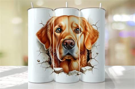 Golden Retriever Peeking Tumbler Wrap Graphic By Thedigitalstore