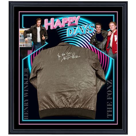 Happy Days Henry Winkler Signed Leather Jacket Framed – exclusivesignings