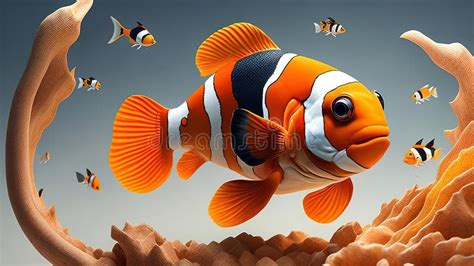 Clown Fish Swimming In The Sea Ai Generated Stock Illustration