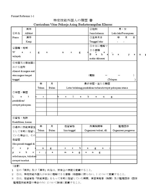 特定技能外国人の履歴書【indonesia】 Pdf