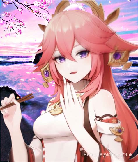 yae miko fan art genshin impact genshin impact hoyolab