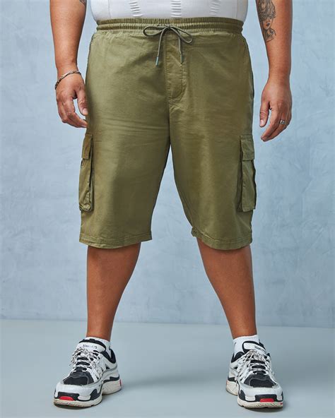 Buy Mens Green Plus Size Cargo Shorts Online At Bewakoof