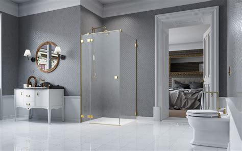 Essenza Pro Gold KDJ Golden Shower Enclosure Shower Glass Radaway