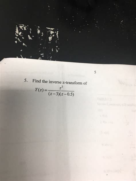 Solved Find The Inverse Z Transform Of Y Z Z Z Z Chegg