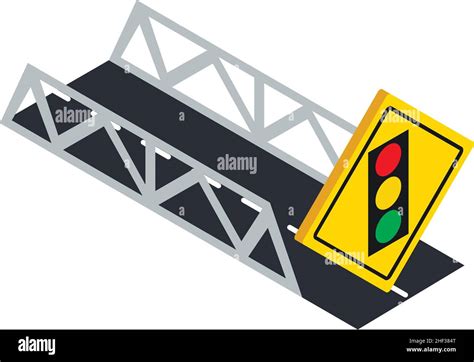 Light roadsign icon isometric vector. Road bridge and warning road sign ...