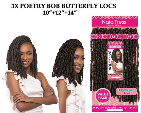 Janet Collection Nala Tress Synthetic Hair Crochet Braid Loop 3x Butterfly Locs 3x Poetry Bob