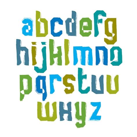 Letras pequeñas de pincel caligráfico alfabeto vectorial brillante