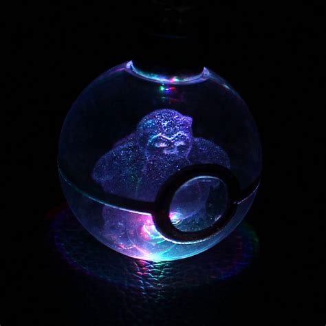 Snorlax 3D LED Crystal Pokeball Laser Engraved 30MM Keychain Etsy