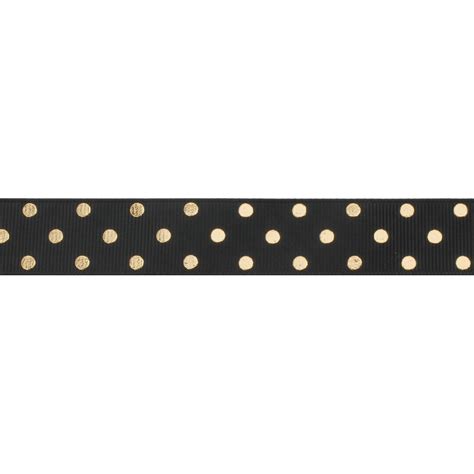 7 8 Black Gold Foil Puff Polka Dots Grosgrain Ribbon HairBow Center