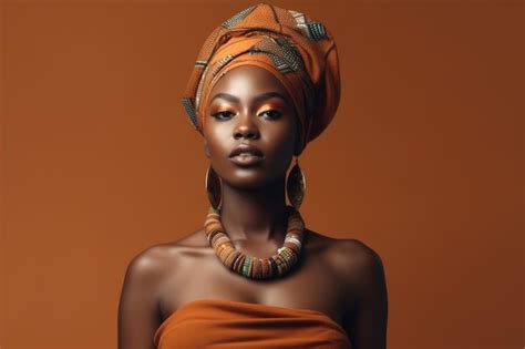 Premium Ai Image A Woman With A Bright Orange Scarf And A Bright