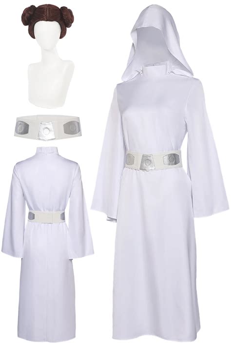 Leia Traje Cosplay Para Mulher Adulta Role Play Perucas Brancas