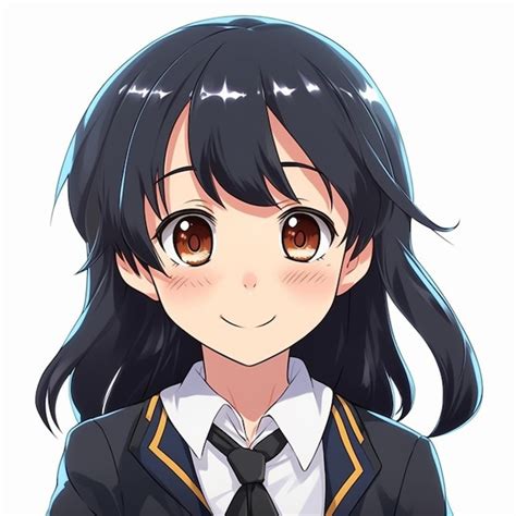 Premium AI Image | anime girl with long black hair wearing a school ...