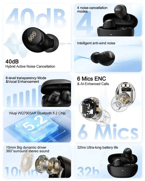 QCY HT07 ArcBuds ANC 40dB Noise Cancelling TWS Best