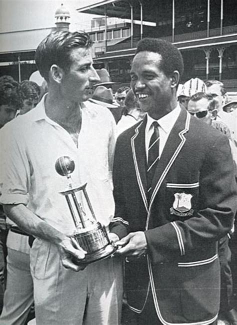 Bill Lawry And Garry Sobers With The Frank Worrell Trophy