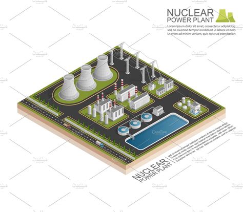 Isometric Nuclear Power Plant Illustrator Graphics Creative Market