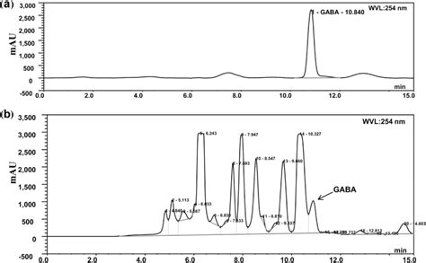 Hplc Chromatogram For Gaba Analysis Of A Standard And B F2 19