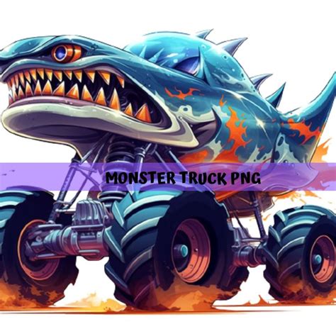 Monster Truck Png With An Image Of A Shark On It