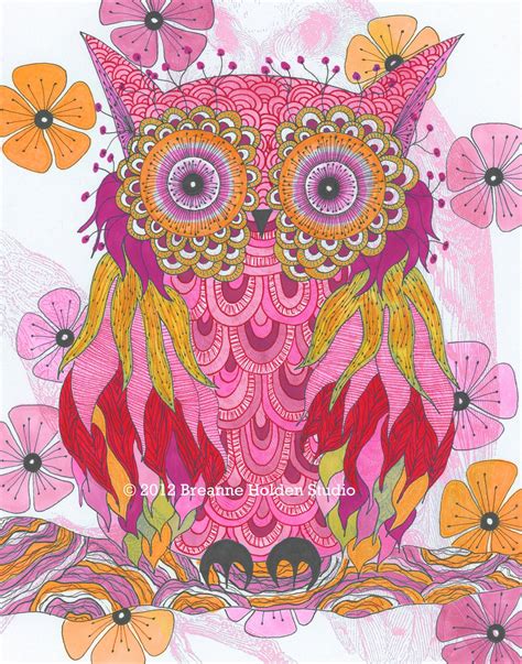 Whimsical Owl Painting Archival Print 8 X 10 By Breanneholden