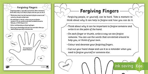 Printable Forgiveness Activity Sheets