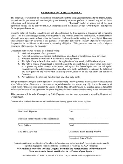 Fillable Online Guarantee Of Lease Agreement Pdf Fax Email Print