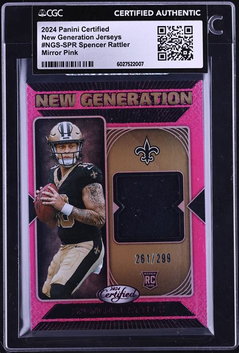 Panini Certified New Generation Pink Spencer Rattler Rc Patch