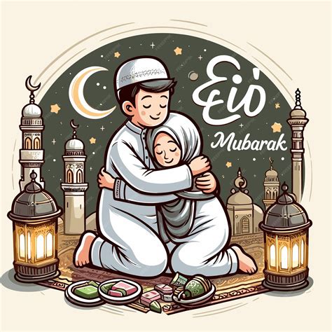 Premium Vector | Clip art eid mubarak modern design eid ul fitr and eid