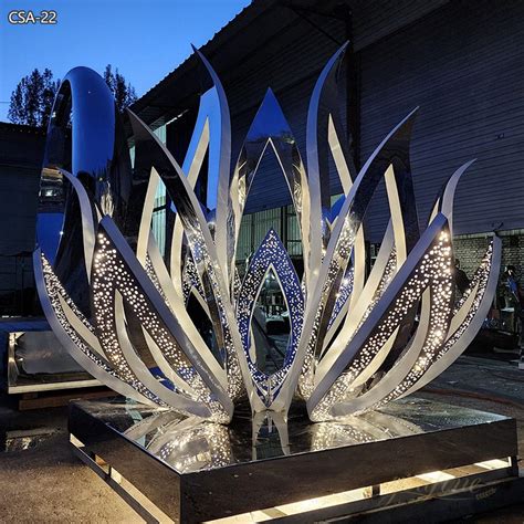 Modern Metal Lotus Flower Sculpture for Garden - YouFine Sculpture