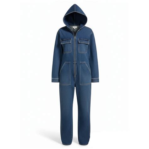 FNFYFH Long Sleeve Denim Jumpsuit for Women Wide Leg Soft Jean Onesie