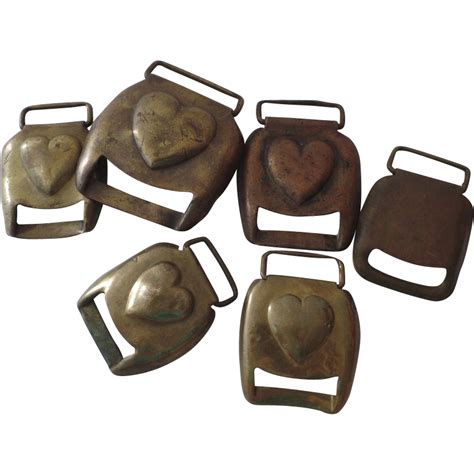 6 X Vintage Brass Heart Horse Harness Buckle Covers From Blacktulip On