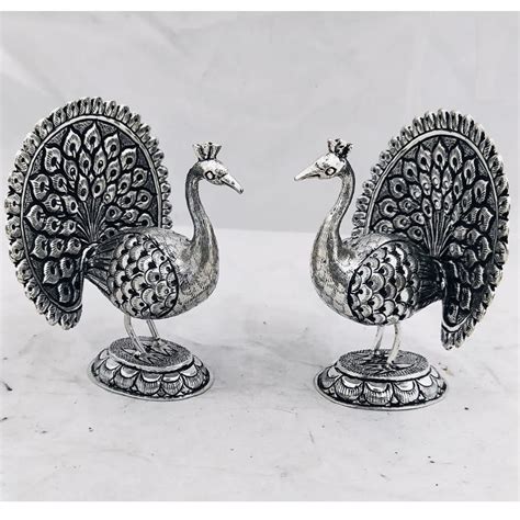 Buy Quality Pure Silver Peacock Pair In Fine Antique Carvings Po 174 27 In New Delhi