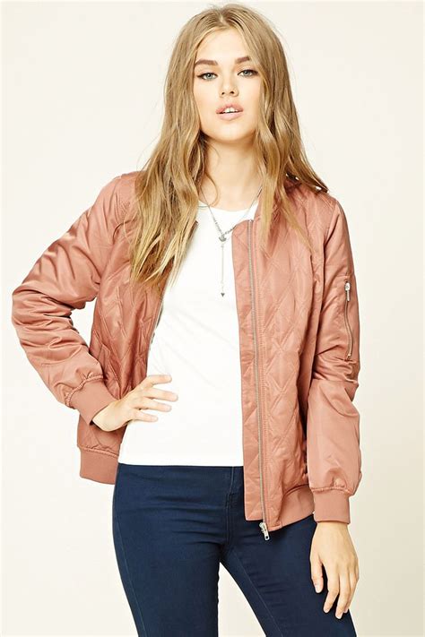 Style Deals A Quilted Woven Bomber Jacket Featuring A High Polish Zip Front Long Sleeves