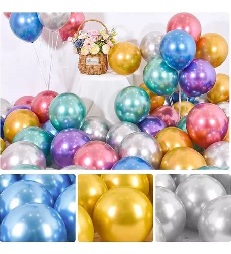 Pack Globos Metalizados Latex Cm Colores Mixtos Cuotas Sin Inter S