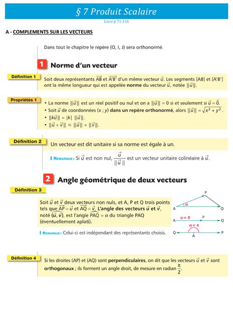 Le Produit Scalaire Résumé De Cours Et Exercices Alloschool