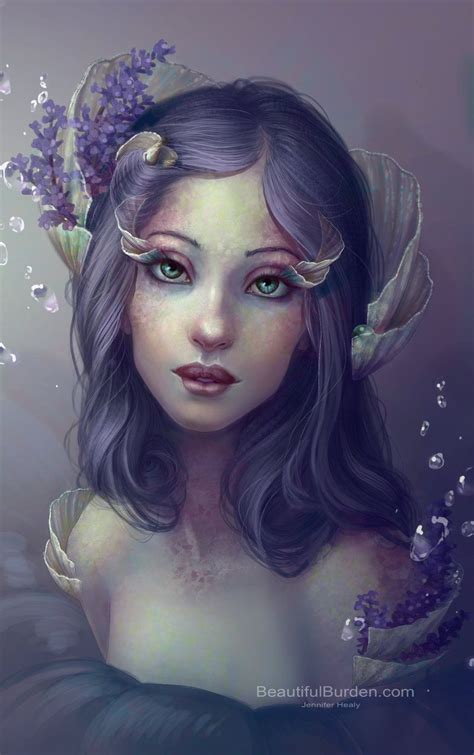 Lavender And Shells Mermaid Art Shell Art Print Fantasy Art