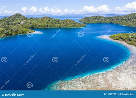 Aerial View Of Reefs And Islands In Raja Ampat Stock Image Image Of