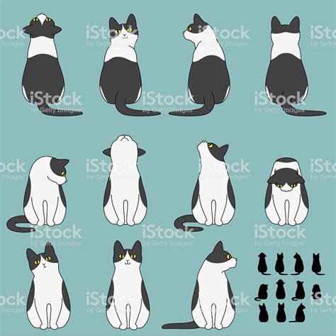 ポーズの猫座りセット Dessin d animal Pose de chat Illustration de chat