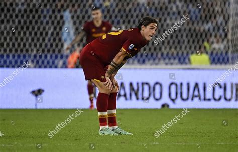 Romas Nicolo Zaniolo Reacts During Italian Editorial Stock Photo