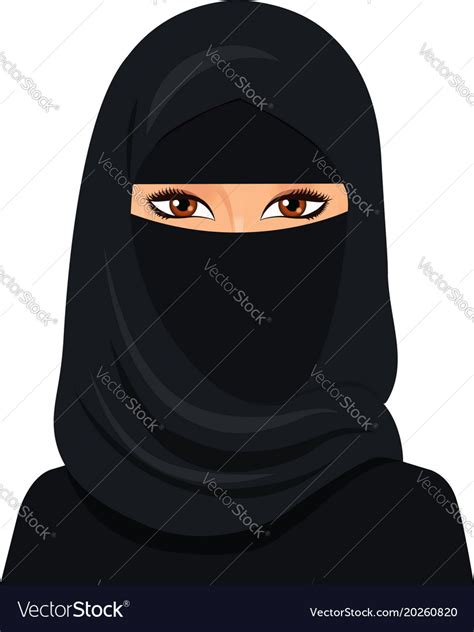 Arabic Muslim Woman In Niqab Isolated On A White Vector Image