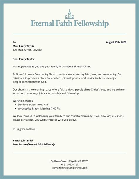 Pale Blue Minimalist Church Letterhead Venngage