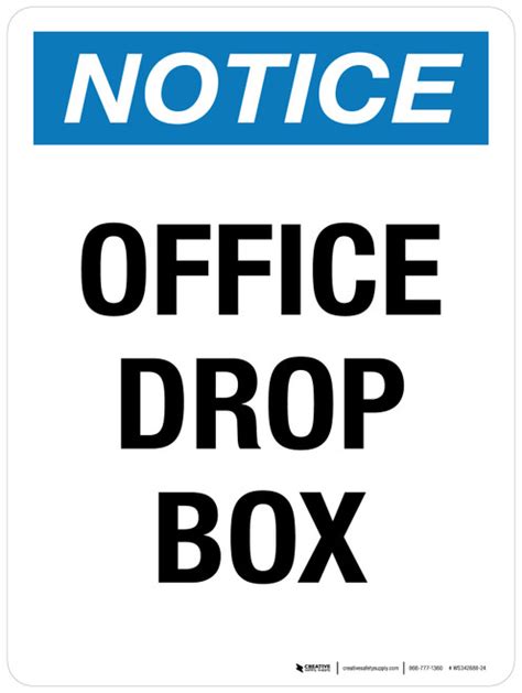 Notice: Office Drop Box Portrait - Wall Sign