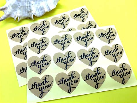 Heart Shape Thank You Sticker Kraft Thank You Sticker Gift Sealing