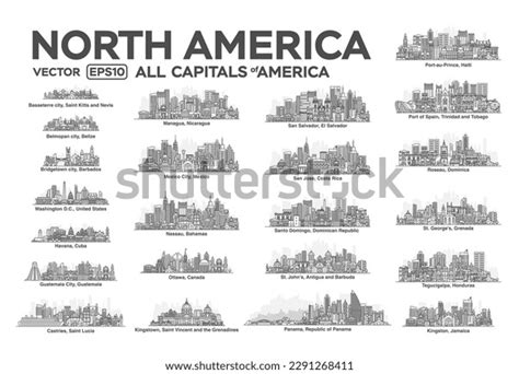 All Capitals North America Cities Linear Stock Vector (Royalty Free) 2291268411 | Shutterstock