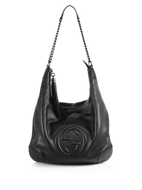 Gucci Soho Metallic Leather Chain Shoulder Bag In Black Lyst