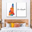 Granite State New Hampshire Map Wall Art | Digital Art