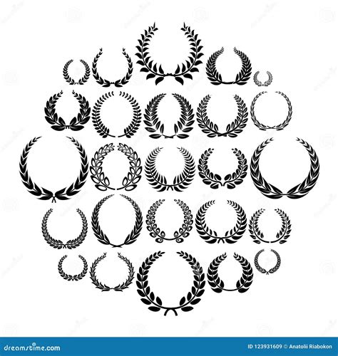 Laurel Wreath Icons Set Simple Style Stock Illustration Illustration