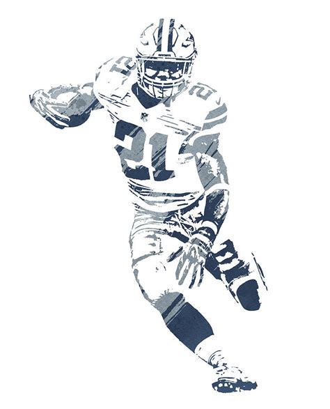 Ezekiel Elliott Dallas Cowboys Watercolor Strokes Pixel Art 50 Mixed