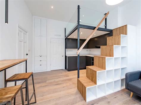 Contemporary mezzanine loft with stairs and storage - Scandinavian Loft