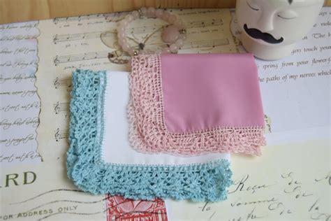 Colored Handkerchiefs Set Of Hand Knitted Lace Vintage Silk With Lace