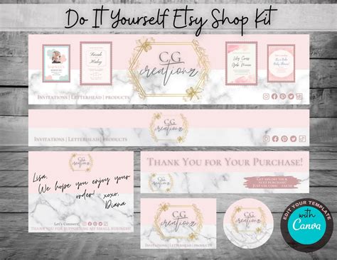 Etsy Shop Bundle Banner Templates Receipt Banner Editable Canva