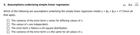 Solved Assumptions underlying simple linear regression | Chegg.com